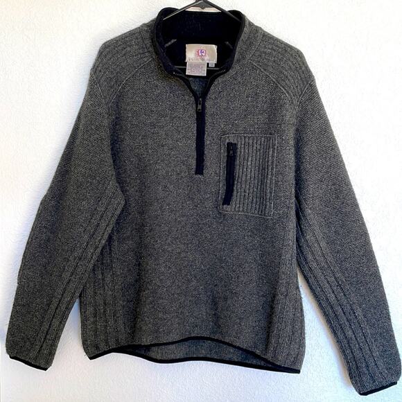 The Territory Ahead Lambswool Gray 1/2 Zip Knit Sweater size Medium - Picture 1 of 8